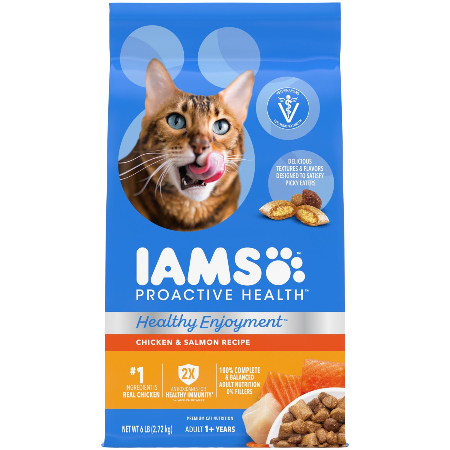 IAMS Proactive Health Chicken and Salmon Dry Cat Food, 6 lb Bag