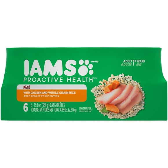 IAMS Proactive Health Chicken and Whole Grain Rice Wet Dog Food, 13 oz Cans (6 Pack)
