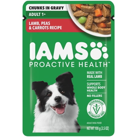 IAMS Proactive Health Adult Wet Dog Food Pouch, Lamb, Peas & Carrots Recipe, 3.5 oz