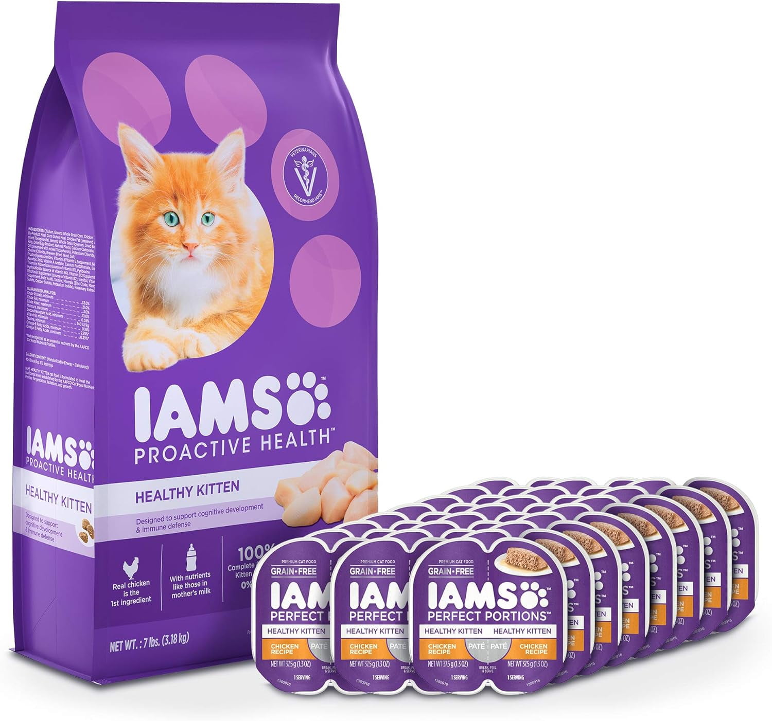 IAMS Proactive Health Healthy Kitten Dry Cat Food and Grain Free Paté