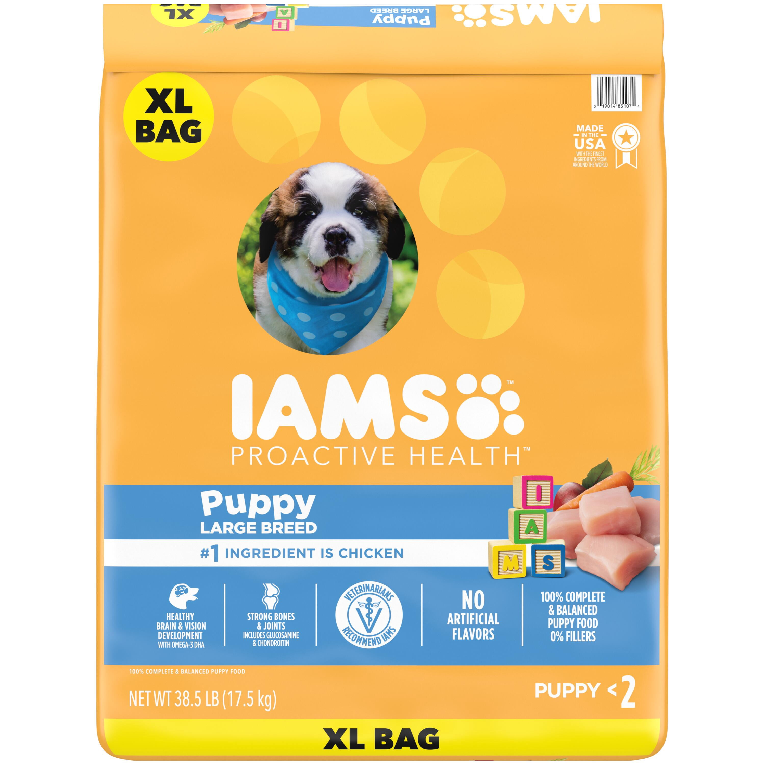 IAMS Proactive Health Healthy Puppy Chicken Recipe Large Breed Dry Puppy Food, 38.5lb Bag
