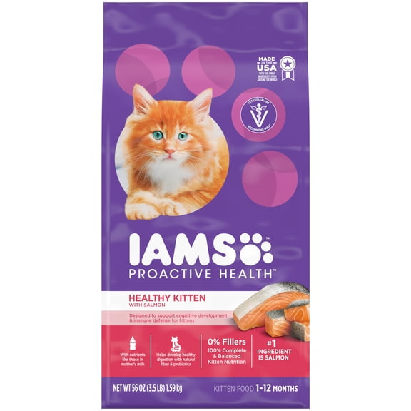 IAMS Proactive Health Kitten 1-12 Months Healthy Kitten with Salmon Kitten Food 3.5 lb