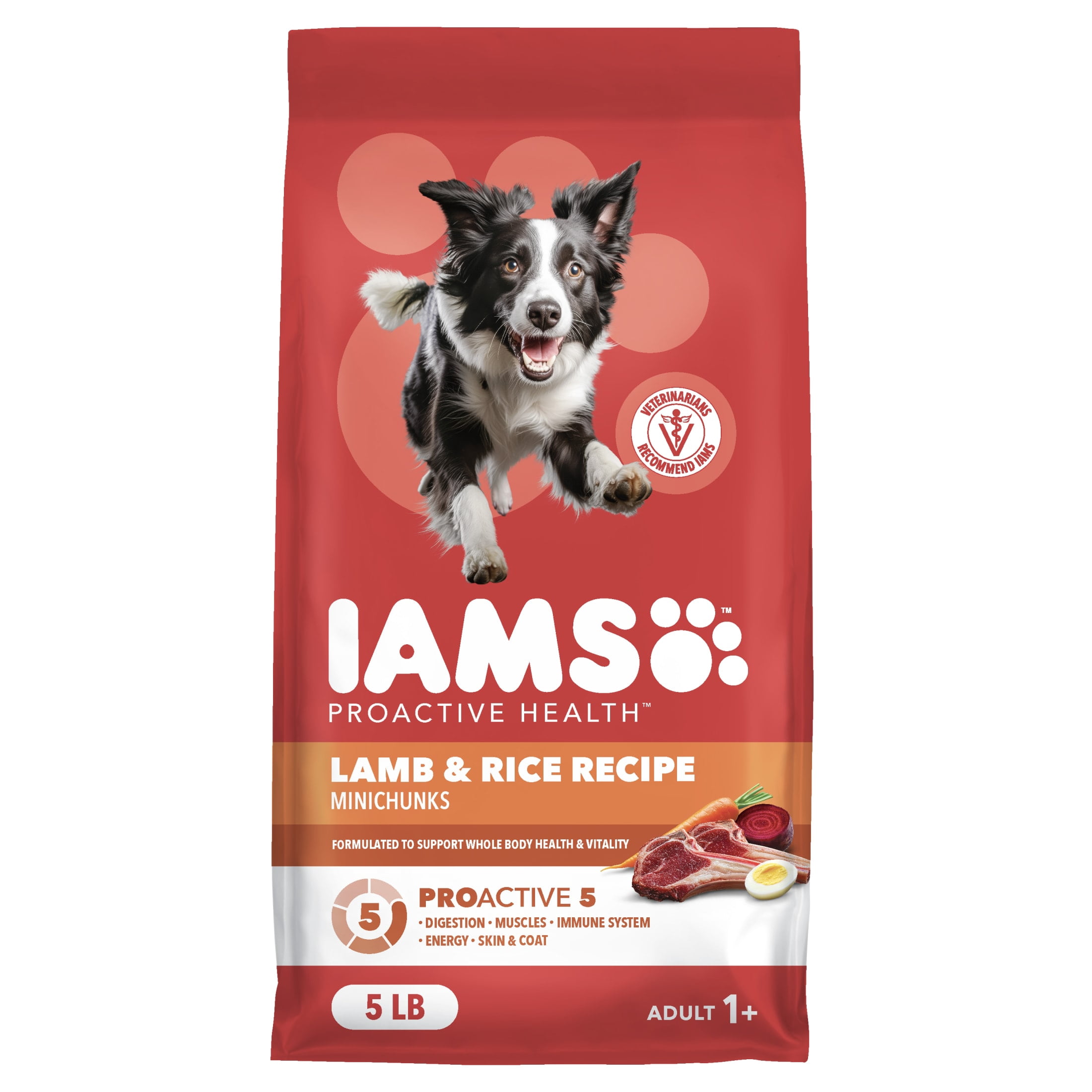 IAMS Proactive Health Adult Minichunks Lamb & Rice Recipe Dry Dog Food, (4) 5 Lb Bags