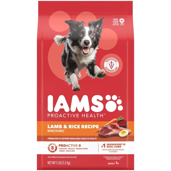 IAMS Proactive Health Adult Minichunks Lamb & Rice Recipe Dry Dog Food, (4) 5 Lb Bags