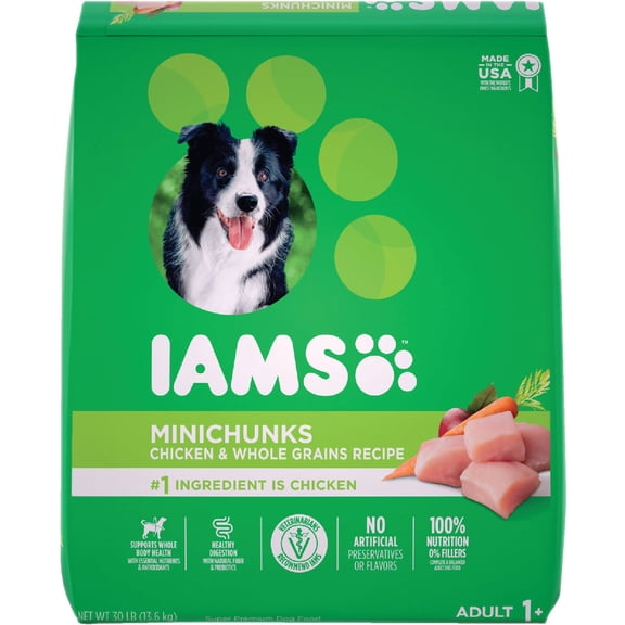 IAMS Proactive Health Minichunks Adult Dry Dog Food with Real Chicken, 30 lb. Bag