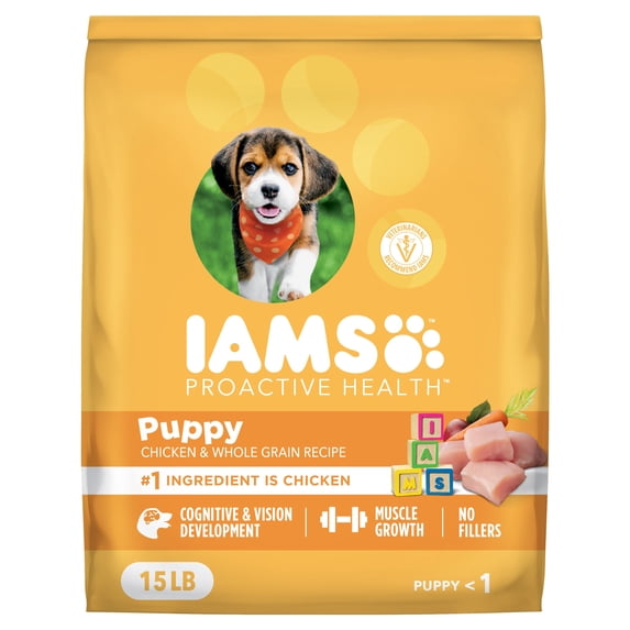 IAMS Proactive Health Smart Puppy Premium Dog Food Dry Recipe with Real Chicken, 15 lb. Bag