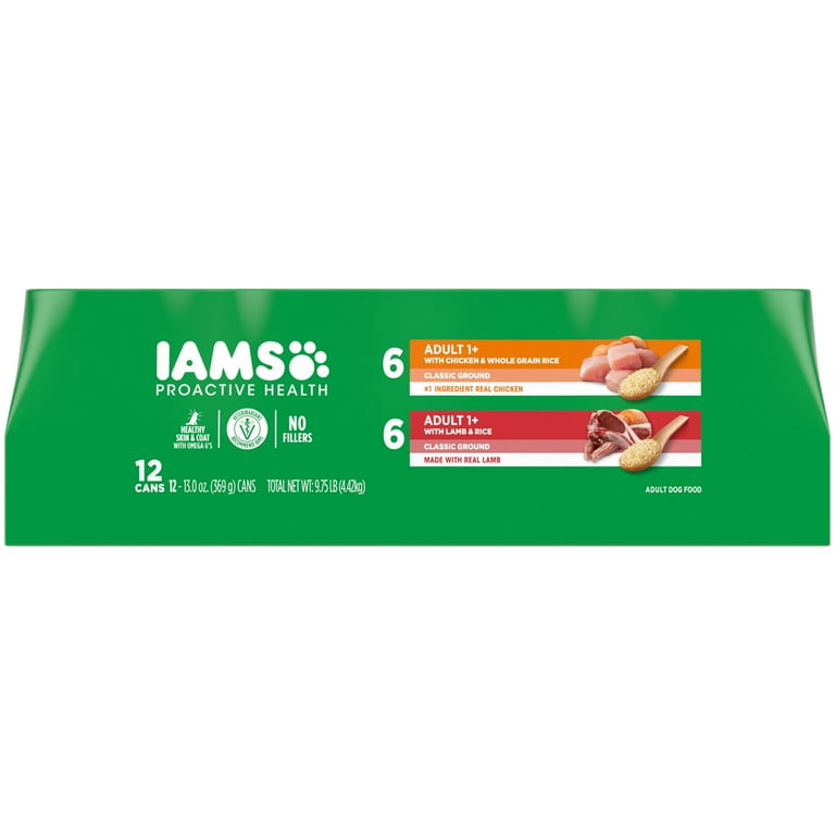 Iams Proactive Health Classic Ground Chicken Or Lamb Wet Dog Food 13 Oz Cans 12 Pack Variety Walmart