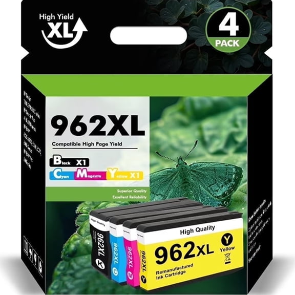 962XL Ink Cartridges 4 Pack Compatible for 962 XL Ink Cartridge Combo Pack for 9015 9010 9018 Priner Ink 962
