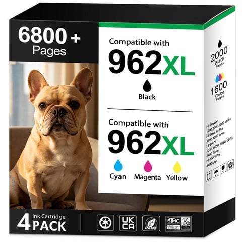 962XL Ink Cartridge Compatible for HP 962XL Ink Cartridges Combo Pack for HP Officejet Pro 9015e 9025e 9018e 9015 9025 9018 9010 9020 Printer for HP 962 XL Ink (Black/Yellow/Cyan/Magenta)