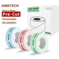 thumbnail image 1 of IAMSTECH Label Maker Tape D30 Q31 Q32 Q30S Q30, Blue Green Pink set Sticker Thermal Paper, Pre Cut Self Adhesive Label Tape, 14mm x 40mm (0.55inch x 1.57inch) Spacer Paper, 3 Roll, 1 of 7