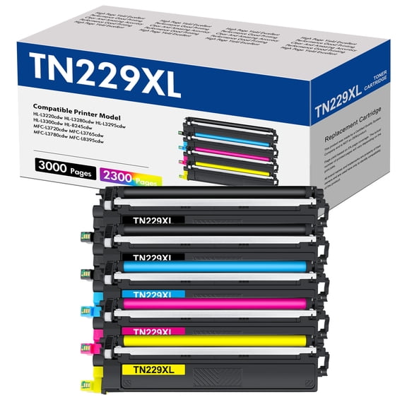 IAMSTECH TN229XL Toner Cartridge High Yield Compatible for Brother TN-229XL TN229 MFC-L3780CDW MFC-L3720CDW HL-L3280CDW HL-L3220CDW HL-L3300CDW Printers (TN-229XLBK/C/M/Y,5-Pack)