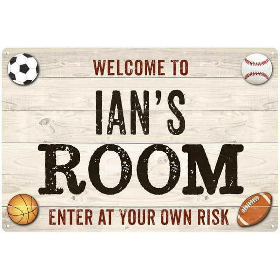 IAN'S Room Kids Bedroom Sign Boy's Gift 8x12 Metal 108120090069