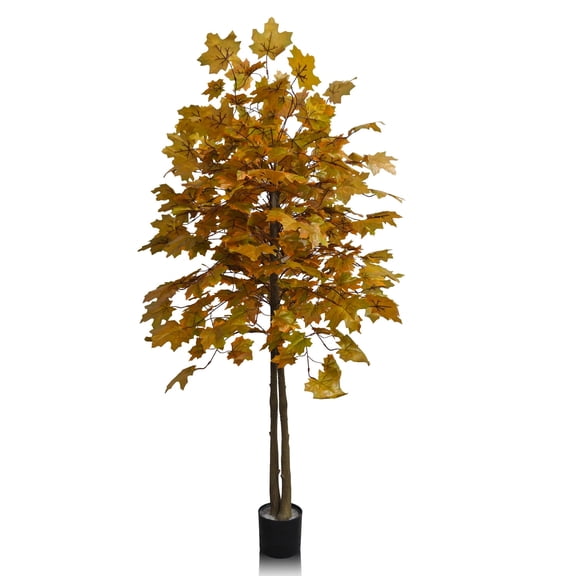 IARTTOP 5.2ft Artificial Maple Tree Faux Dark Yellow Leaves Natural Look For Home Office Party Indoor Outdoor Porch Entryway