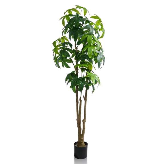 IARTTOP 5.7ft Artificial Money Tree Faux Fortune Plant Nature Green Leaves With Plastic Pot For Home Office Living Room Indoor Outdoor Decor