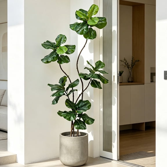 IARTTOP 5.9ft Artificial Fiddle Leaf Fig Tree Faux Ficus Big Green Leaves Plant With Pot for Home Office Indoor Outdoor Party Decor