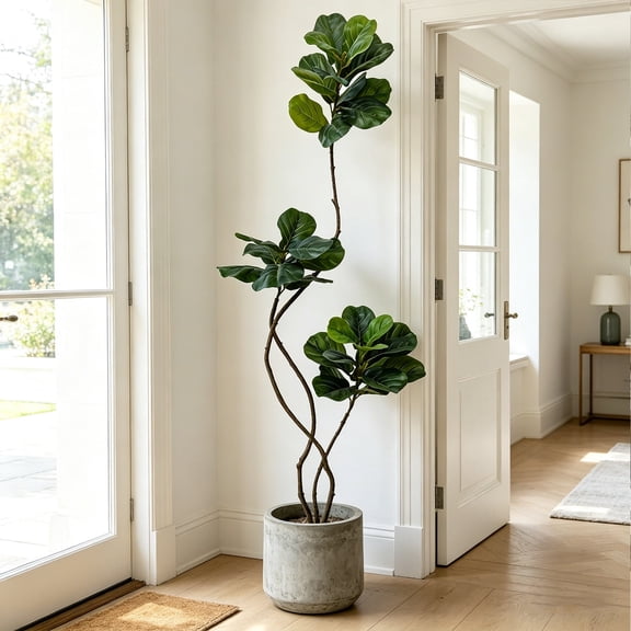 IARTTOP 5.9ft Artificial Fiddle Leaf Fig Tree Faux Ficus Lyrata Realistic Leaves With Pot for Home Office Indoor Outdoor Party Decor