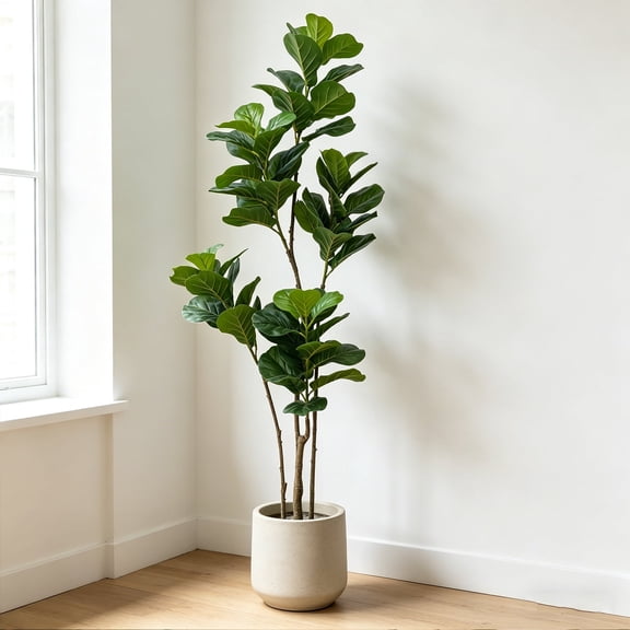 IARTTOP 5.9ft Artificial Fiddle Leaf Fig Tree Ficus Lyrata Realistic Green Leaves With Pot for Home Office Indoor Outdoor Party Decor