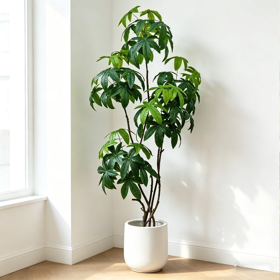 IARTTOP 5.9ft Artificial Money Tree Faux Fortune Plant Green Leaves with Pot For Home Office Living Room Indoor Outdoor Decor