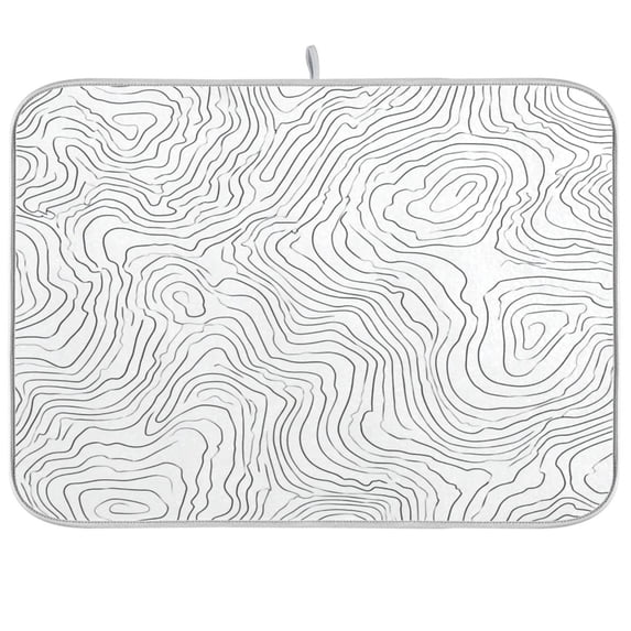 Iauyy Dish Drying Mat for Kitchen Counter, Super Absorbent & Hanging 16x18 / 18x24 Inch (S/M) Black Irregular Pattern