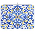 thumbnail image 1 of Iauyy Dish Drying Mat for Kitchen Counter, Super Absorbent & Hanging 16x18 / 18x24 Inch (S/M) Blue and Yellow Watercolor Composition, 1 of 8