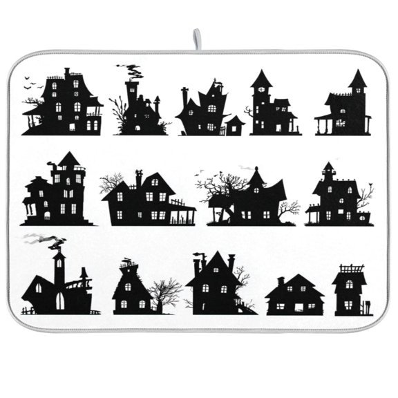 Iauyy Dish Drying Mat for Kitchen Counter, Super Absorbent & Hanging 16x18 / 18x24 Inch (S/M) Castle with A Tower