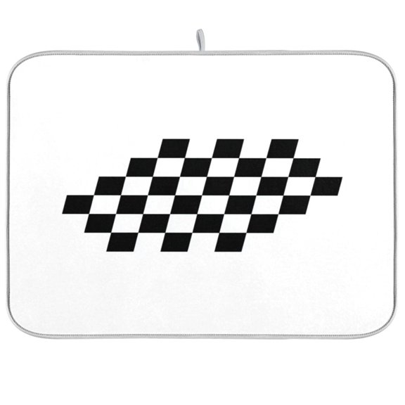 Iauyy Dish Drying Mat for Kitchen Counter, Super Absorbent & Hanging 16x18 / 18x24 Inch (S/M) Checkered Flag Vector Logo