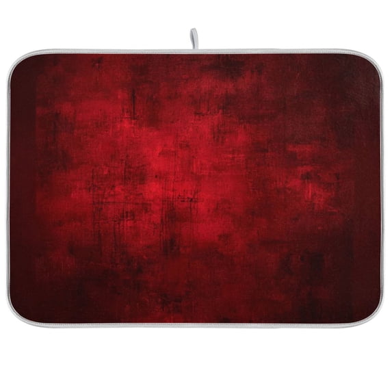 Iauyy Dish Drying Mat for Kitchen Counter, Super Absorbent & Hanging 16x18 / 18x24 Inch (S/M) Deep Red Background