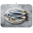 thumbnail image 1 of Iauyy Dish Drying Mat for Kitchen Counter, Super Absorbent & Hanging 16x18 / 18x24 Inch (S/M) Three Fresh Fish, 1 of 8