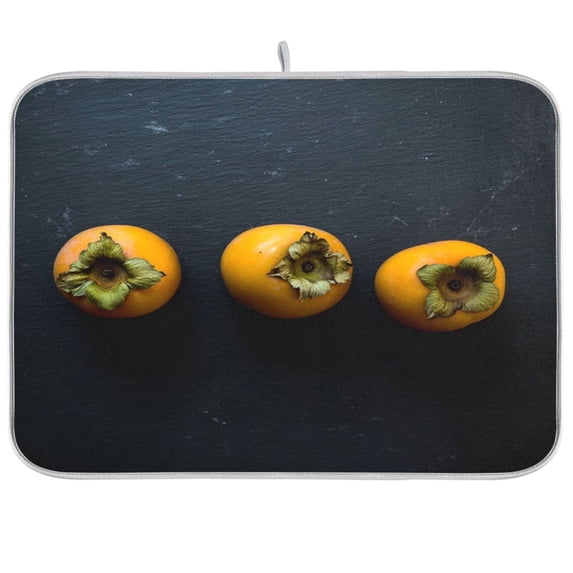 Iauyy Dish Drying Mat for Kitchen Counter, Super Absorbent & Hanging 16x18 / 18x24 Inch (S/M) Three Persimmons