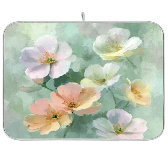 IAUYY Dish Drying Mat Dish Drying Mat Microfiber Kitchen Mats Large Counter Absorbent Dish Pad Drainer Rack A Light Green Background