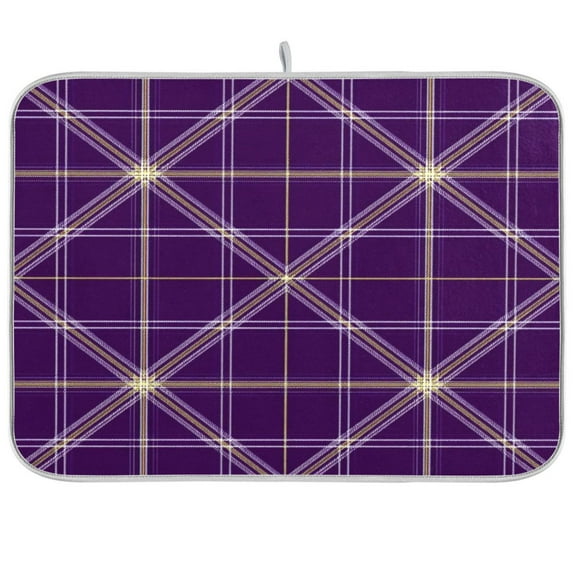 IAUYY 18 x 24 Inch Dish Drying Mat Dish Drying Mat Microfiber Kitchen Mats Large Counter Absorbent Dish Pad Drainer Rack A Purple Textile Design