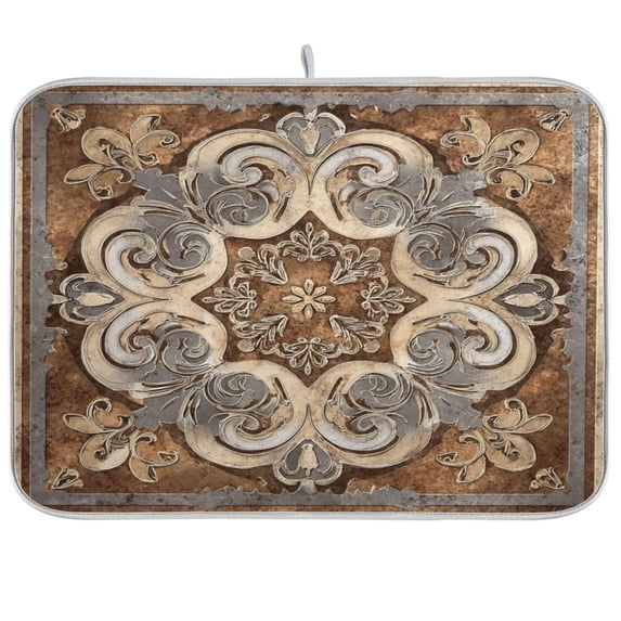 Iauyy Dish Drying Mat for Kitchen Counter, Super Absorbent & Hanging 16x18 / 18x24 Inch (S/M) Antique Stone Details