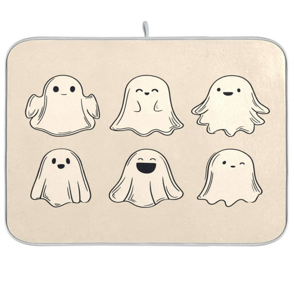 IAUYY 18 x 24 Inch Dish Drying Mat Dish Drying Mat Microfiber Kitchen Mats Large Counter Absorbent Dish Pad Drainer Rack Art Ghost