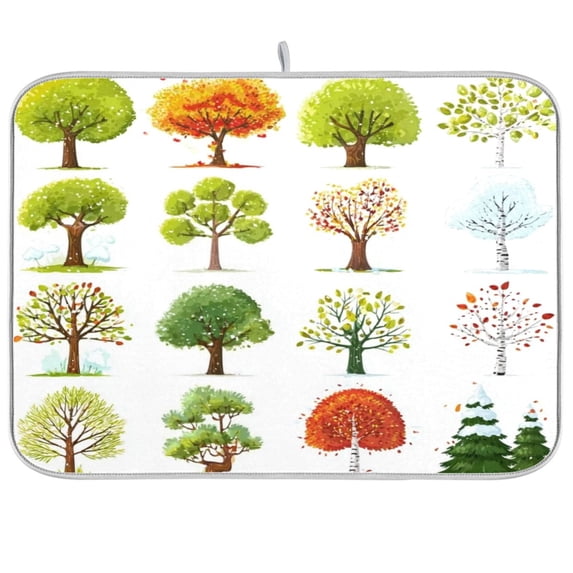 Iauyy Dish Drying Mat for Kitchen Counter, Super Absorbent & Hanging 16x18 / 18x24 Inch (S/M) Autumn Leaves on The Branches