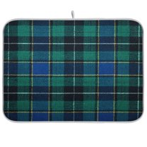 Iauyy Dish Drying Mat for Kitchen Counter, Super Absorbent & Hanging 16x18 / 18x24 Inch (S/M) Blue and Green Checkered