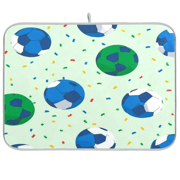 IAUYY Dish Drying Mat Dish Drying Mat Microfiber Kitchen Mats Large Counter Absorbent Dish Pad Drainer Rack Blue and Green