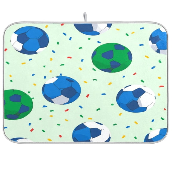 Iauyy Dish Drying Mat for Kitchen Counter, Super Absorbent & Hanging 16x18 / 18x24 Inch (S/M) Blue and Green