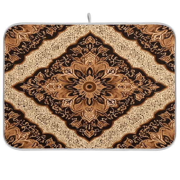 Iauyy Dish Drying Mat for Kitchen Counter, Super Absorbent & Hanging 16x18 / 18x24 Inch (S/M) Brown Tinting Process