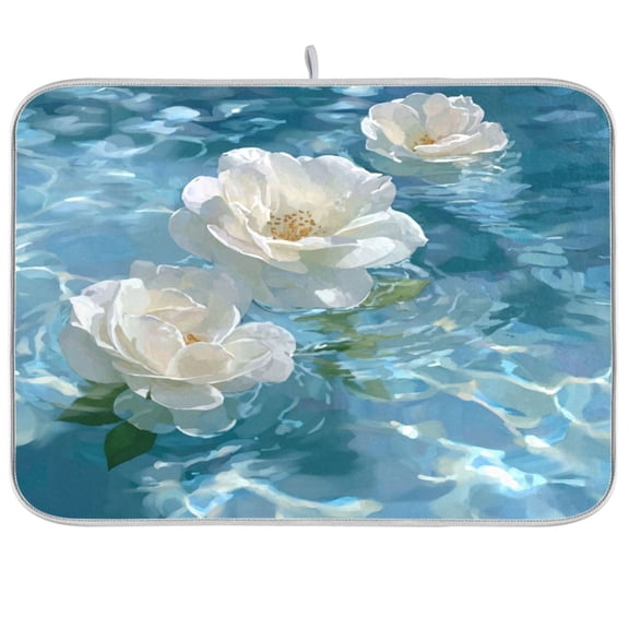 Iauyy Dish Drying Mat for Kitchen Counter, Super Absorbent & Hanging 16x18 / 18x24 Inch (S/M) Clear and Transparent Ripples