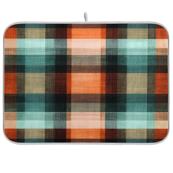 Iauyy Dish Drying Mat for Kitchen Counter, Super Absorbent & Hanging 16x18 / 18x24 Inch (S/M) Color Checkered Pattern
