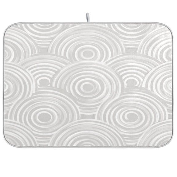 Iauyy Dish Drying Mat for Kitchen Counter, Super Absorbent & Hanging 16x18 / 18x24 Inch (S/M) Concentric Circle Elements
