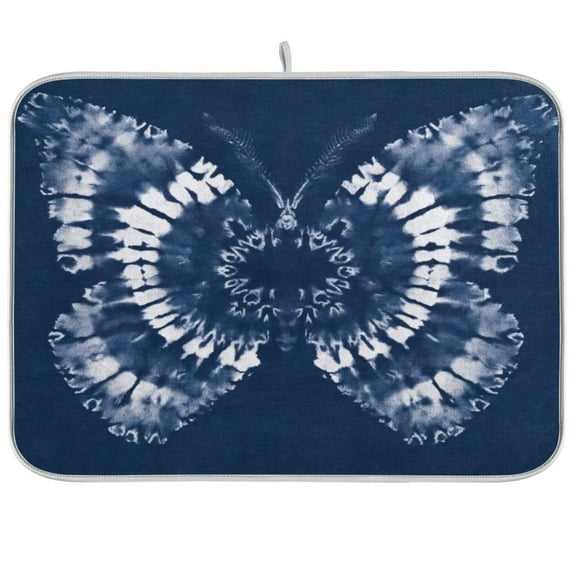 IAUYY 18 x 24 Inch Dish Drying Mat Dish Drying Mat Microfiber Kitchen Mats Large Counter Absorbent Dish Pad Drainer Rack Deep Blue Presentation