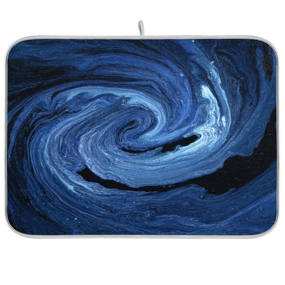 IAUYY 18 x 24 Inch Dish Drying Mat Dish Drying Mat Microfiber Kitchen Mats Large Counter Absorbent Dish Pad Drainer Rack Deep Blue and White Intertwined