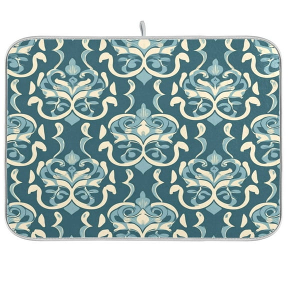 IAUYY 18 x 24 Inch Dish Drying Mat Dish Drying Mat Microfiber Kitchen Mats Large Counter Absorbent Dish Pad Drainer Rack Against A Deep Blue-green Background