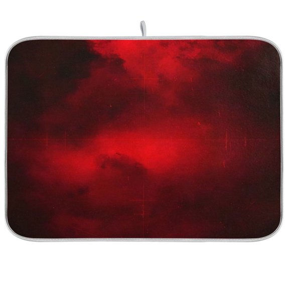 Iauyy Dish Drying Mat for Kitchen Counter, Super Absorbent & Hanging 16x18 / 18x24 Inch (S/M) Displaying A Dark Red Gradient