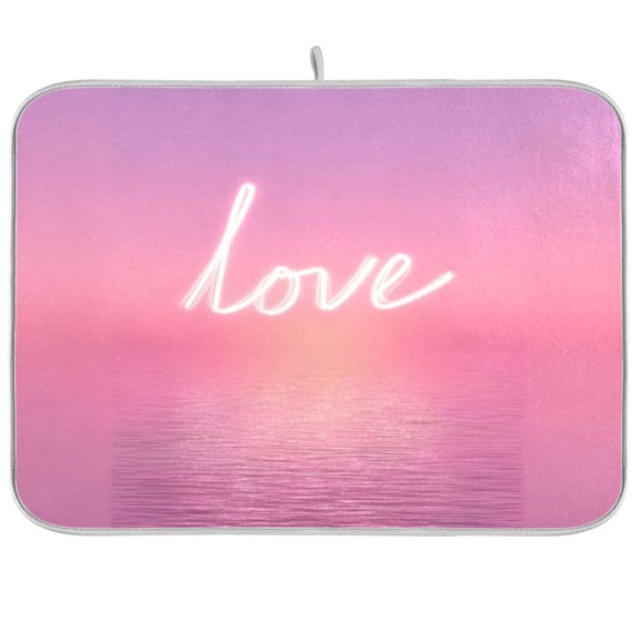 Iauyy Dish Drying Mat for Kitchen Counter, Super Absorbent & Hanging 16x18 / 18x24 Inch (S/M) Dreamlike Sunset