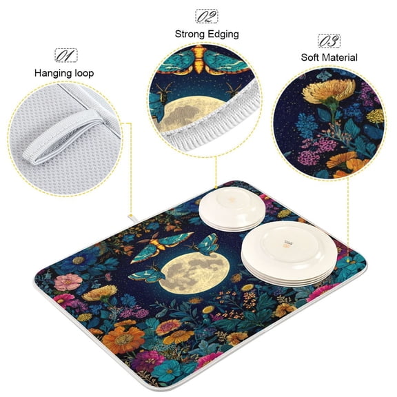 Iauyy Dish Drying Mat for Kitchen Counter, Super Absorbent & Hanging 16x18 / 18x24 Inch (S/M) Flying in The Air