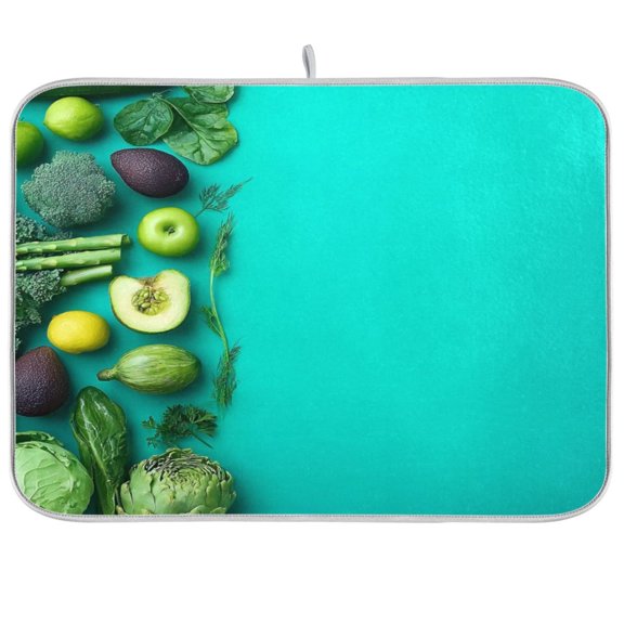 Iauyy Dish Drying Mat for Kitchen Counter, Super Absorbent & Hanging 16x18 / 18x24 Inch (S/M) Fruit Arrangement Photo
