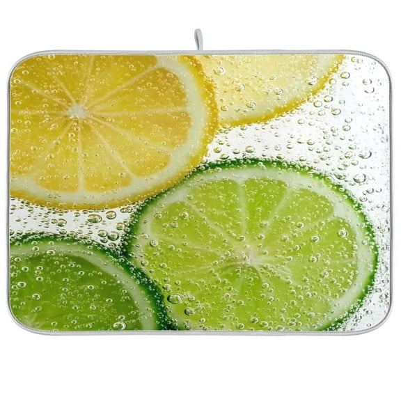 IAUYY Dish Drying Mat Dish Drying Mat Microfiber Kitchen Mats Large Counter Absorbent Dish Pad Drainer Rack Green Lime
