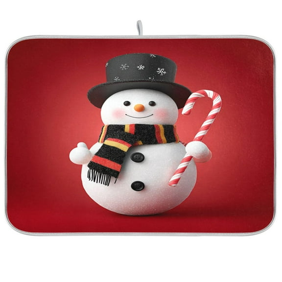 IAUYY 18 x 24 Inch Dish Drying Mat Dish Drying Mat Microfiber Kitchen Mats Large Counter Absorbent Dish Pad Drainer Rack Holding A Candy Cane